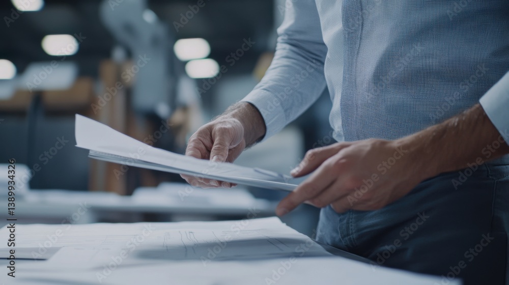 AdobeStock_1389934326_Preview Ein Ingenieur für Bauwesen hält Unterlagen in der Hand.